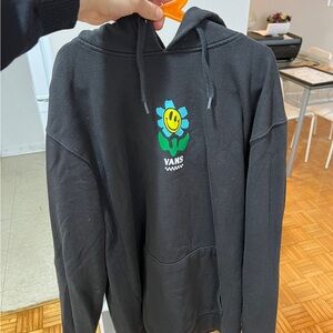 Vans Black Zip-Up Hoodie with Blue & Yellow Floral Smile